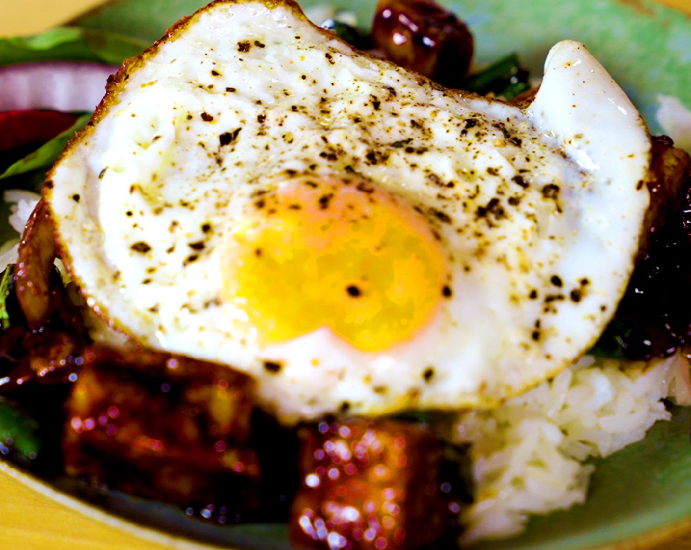 step 9 Serve the tofu over freshly cooked Jasmine Rice (4 cups) and top with the fried egg.