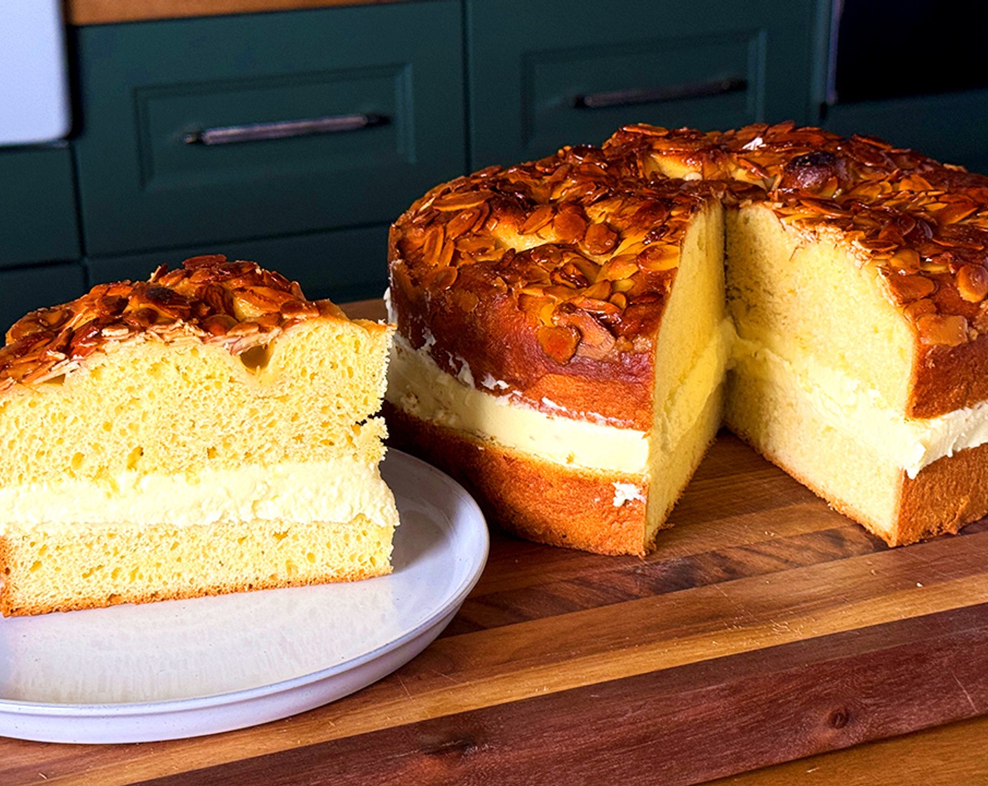 step 20 Spread lightened pastry cream over the bottom layer and place the top on and let chill together before serving.