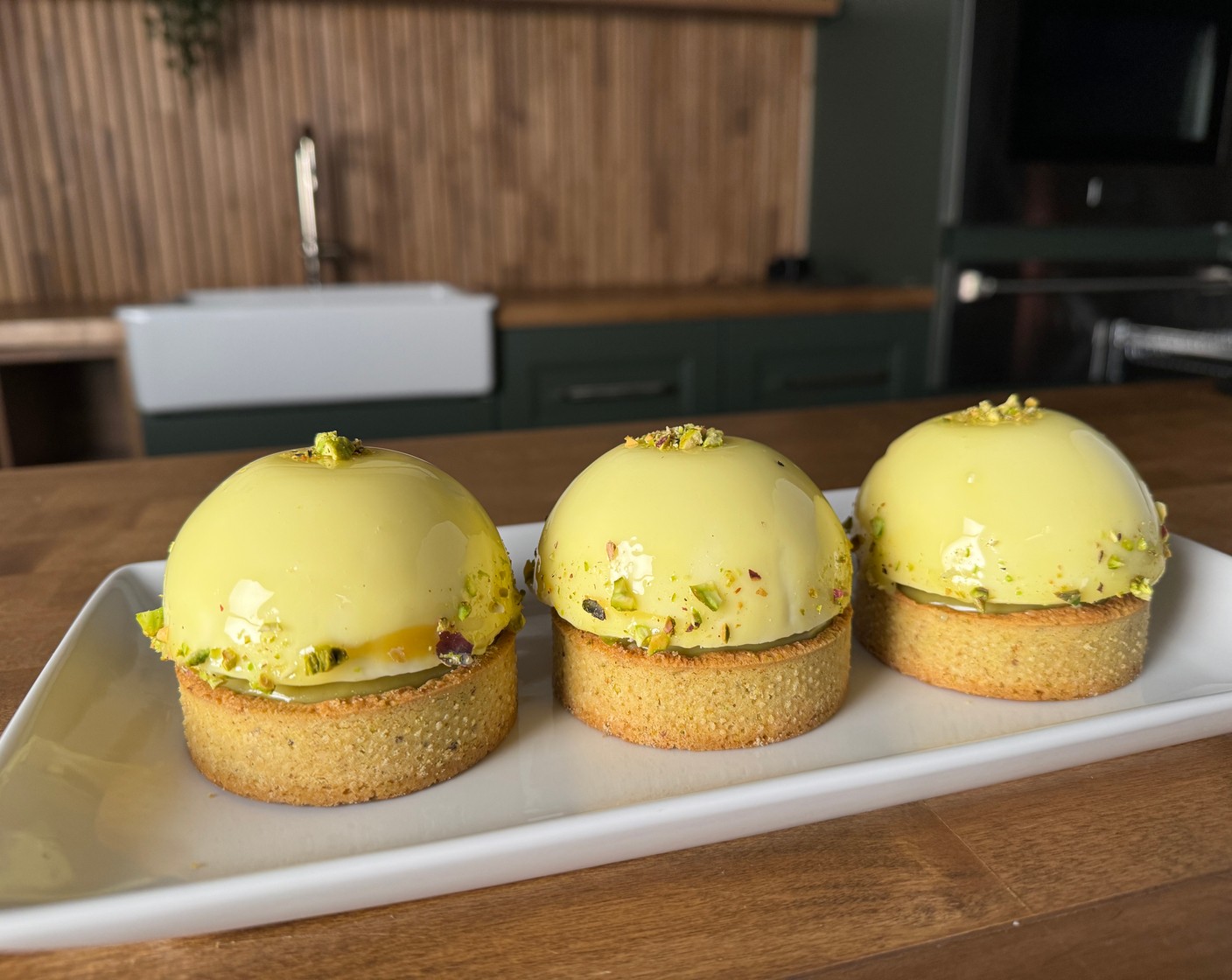 Lemon Pistachio Domed Tart