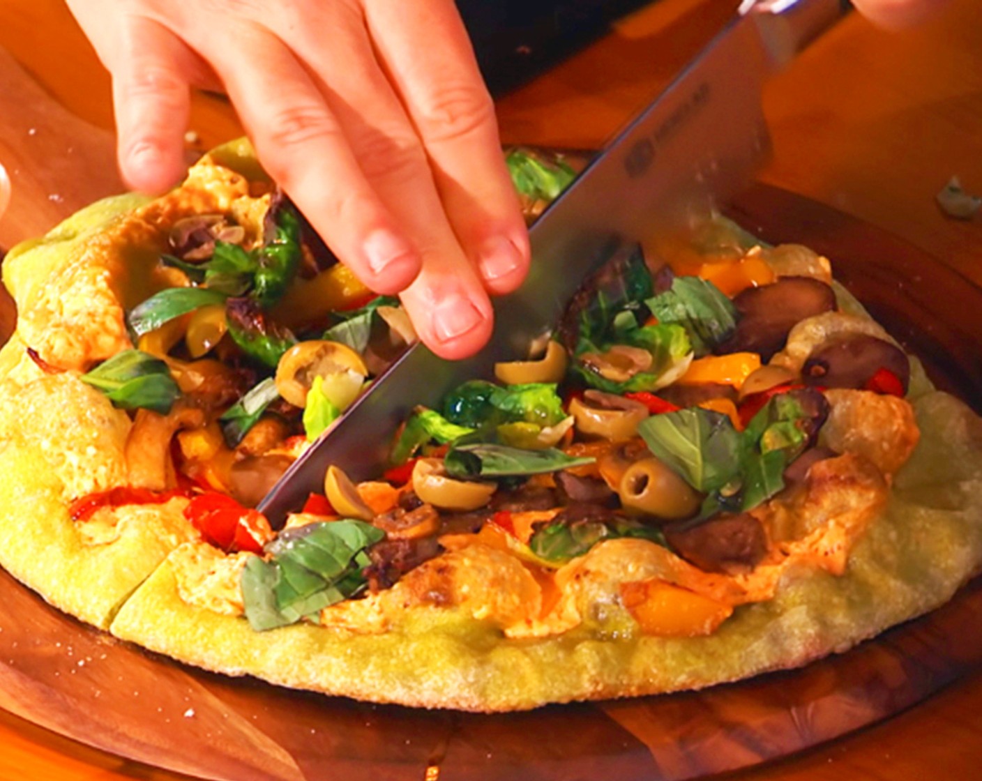 Lamb Tongue and Mediterranean Veggie Pizza with Spicy Sauce