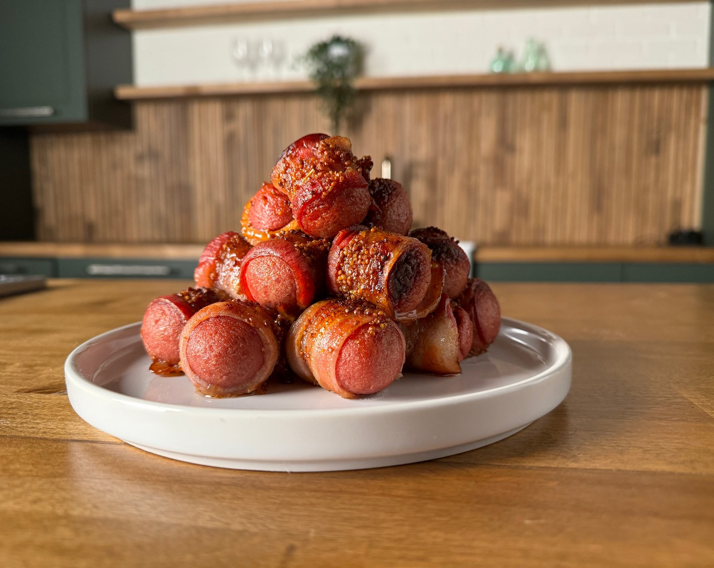 Pigs in Blankets: Sweet & Savory Glazed Bacon-Wrapped Cocktail Sausages