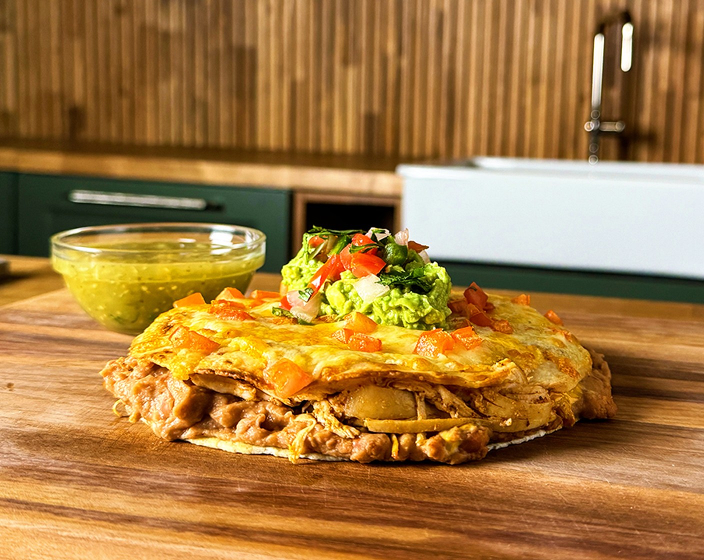 step 5 Remove from the oven, slice, and serve with your favorite toppings like guacamole and pico de gallo.